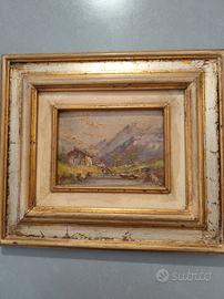 Coppia vecchi quadri ad olio mare e monti 