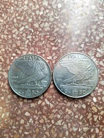 n.2 monete da 50 centesimi del 1939