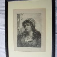 Antica illustrazione originale fine 800 in cornice