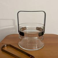 Portaghiaccio in cristallo ed ottone argentato