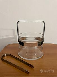 Portaghiaccio in cristallo ed ottone argentato