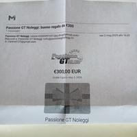 biglietto  passione gt noleggi valore 300 euro 