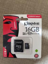 Micro SD  con adattatore SD  Kingston da 16 GB   