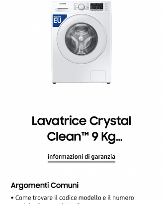 Lavatrice Samsung Crystal Clean 9 Kg