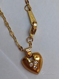 collana cuore zirconi acciaio inox 18k plated
