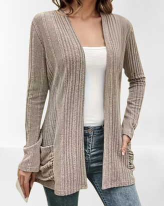Giacca Cardigan Vintage Donna con Tasche Frontali