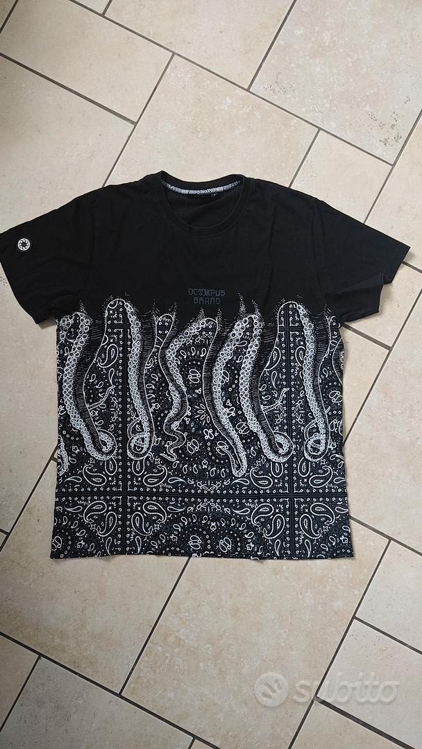 Maglia Octopus Bandana Felpa Octopus Blu E Bianca T-Shirt Octopus