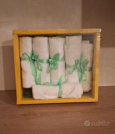 confezione in legno di 6 Lavette in cotone