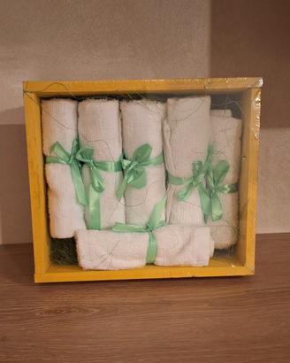 confezione in legno di 6 Lavette in cotone