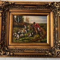 Coppia di quadri raffiguranti la caccia