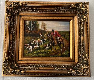 Coppia di quadri raffiguranti la caccia