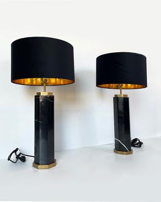 Coppia di lampade - marmo nero e velluto