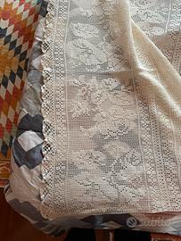 Lenzuolo fatto a mano uncinetto vintage 250x220 cm