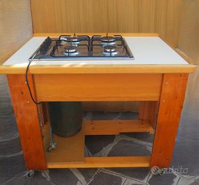 Piano cottura cucina mobile  carrello