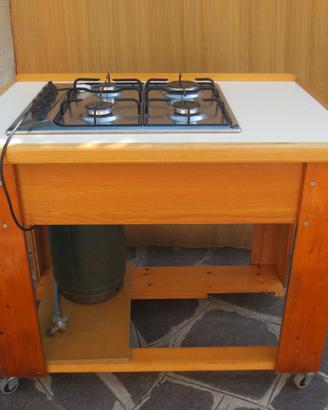 Piano cottura cucina mobile  carrello
