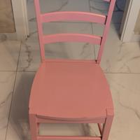 SEDIA ROSA IN LEGNO VINTAGE SHABBY CHIC BARBIE