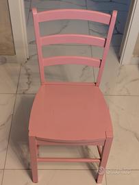 SEDIA ROSA IN LEGNO VINTAGE SHABBY CHIC BARBIE