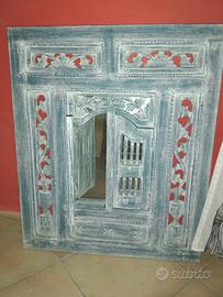 Specchio quadro shabby legno di Bali indonesiano