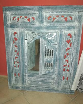 Specchio quadro shabby legno di Bali indonesiano