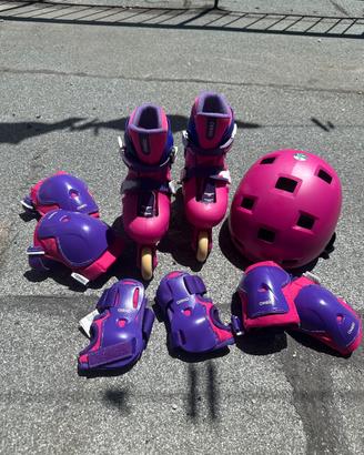 Pattini in linea Oxelo con casco e protezioni