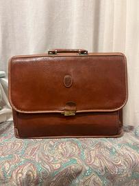 Valigetta vintage 24 ore marrone in cuoio