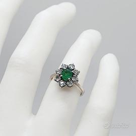 COD.376A.26 ANELLO AMORE MIO SMERALDO DIAMANTI