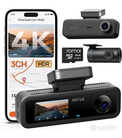 Dashcam 70ma T800e  a 3 Ch + Micro SD 256 GB
