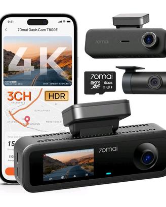 Dashcam 70ma T800e  a 3 Ch + Micro SD 256 GB