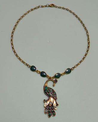 Collier con Pietre Verdi e Ciondolo Pavone