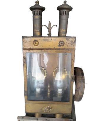 Lampada Antica In Ottone E Vetro - Da Ferrovia