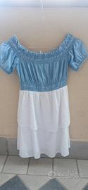 Abito bambina 6/7 anni  chambray e pizzo Sangallo 
