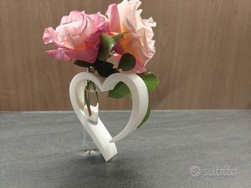 Vaso a Forma di Cuore con Inserto in Vetro