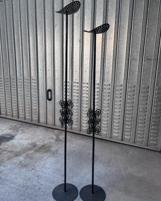 Coppia di porta candele in ferro battuto