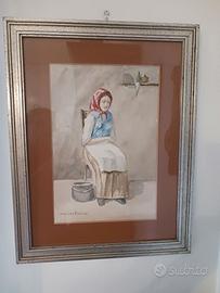 Quadro 'Contadina seduta' autore Pierre Lores Viso