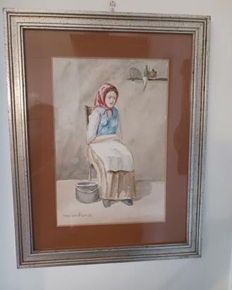 Quadro 'Contadina seduta' autore Pierre Lores Viso