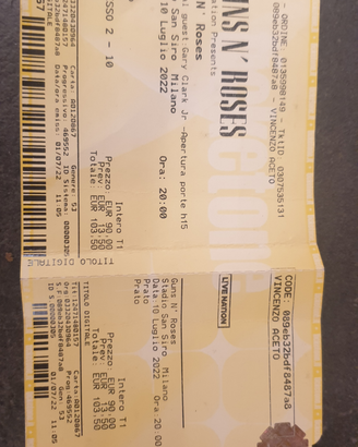 Guns n Roses milano san siro biglietto luglio 2022