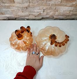 Due grandi zucche in vetro di Murano 