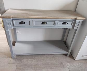 Tavolo consolle grigio con 3 cassetti