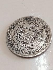 moneta 5 bolivares Venezuela argento 25 g. 1935