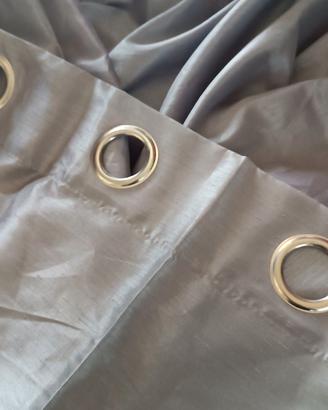 2 Tende Grigio Satinato con Occhielli 140x280