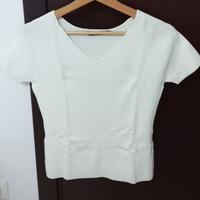 Maglietta in maglia colore bianco