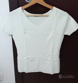 Maglietta in maglia colore bianco