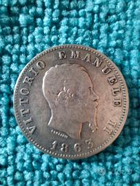 Moneta Vittorio Emanuele II 1 lira 1863