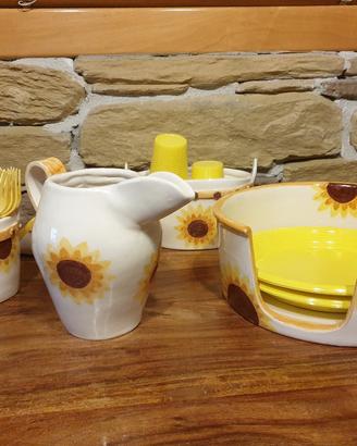 set per cena fredda in ceramica con girasoli 