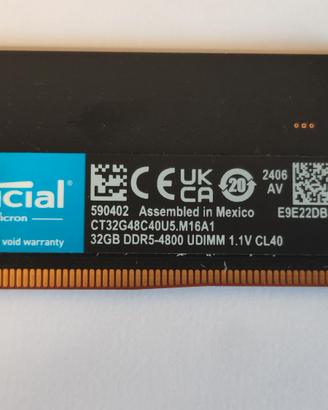 Memoria RAM Crucial DDR5 4800Mhz 32Gb