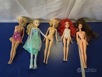 Lotto di 5 Varie Bambole Mattel & Hasbro