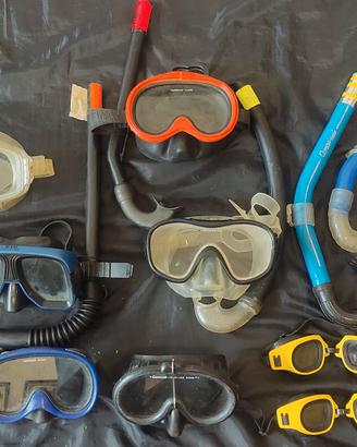 Lotto accessori vintage sub / snorkeling: maschere
