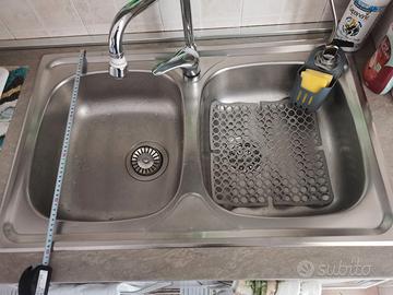 Lavandino 2 vasche acciaio inox con miscelatore