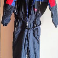 Tuta da sci, uomo, blu con riporti rossi e celesti