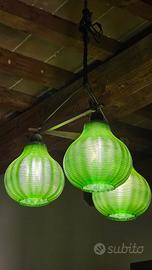 🟢 Lampadario rustico vintage con vetri verdi